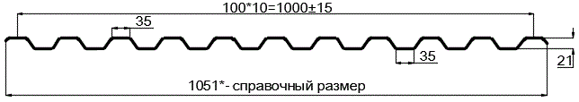 Фото: Профнастил оцинкованный С21 х 1000 (ОЦ-01-БЦ-0.45) в Егорьевске