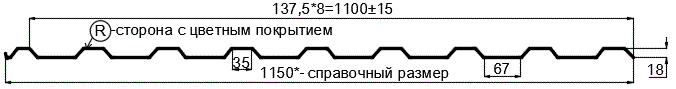 Фото: Профнастил МП20 х 1100 - R RETAIL (ПЭ-01-5005-СТ) в Егорьевске