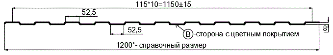 Фото: Профнастил С8 х 1150 - B (PureTech_Mat-20-7024-0,5) в Егорьевске