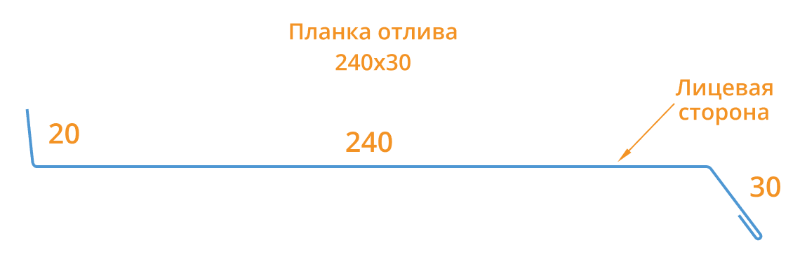 Планка отлива 240х30х2000 (ПЭ-01-3005-0.45) в Егорьевске