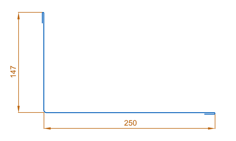 Планка примыкания верхняя 250х147х2000 (ПЭ-01-9005-0.45) в Егорьевске