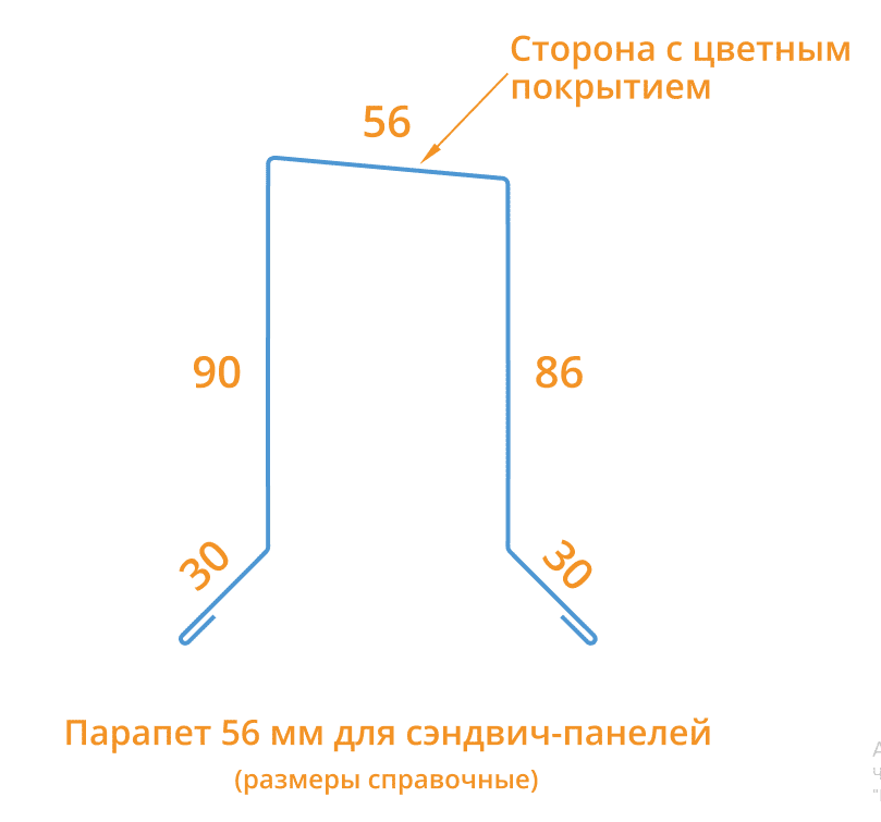 Парапет для сэндвич панелей 56х2000 Фасонное изделие (ПЭ-01-9006-0.45) в Егорьевске
