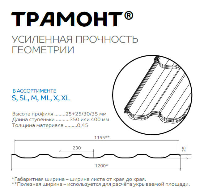 Профиль декоративный Трамонт-M (VikingMP-01-RR32-0.45) в Егорьевске