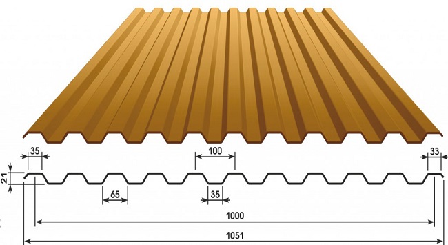 Профнастил С21 х 1000 - A (PURETAN-20-RR23-0.5) в Егорьевске