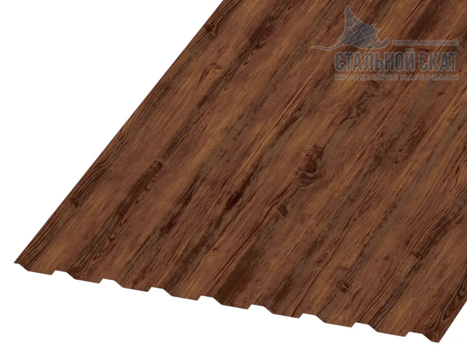 Фото: Профнастил МП20 х 1100 - B (ECOSTEEL-01-Мореный дуб-0.5) в Егорьевске