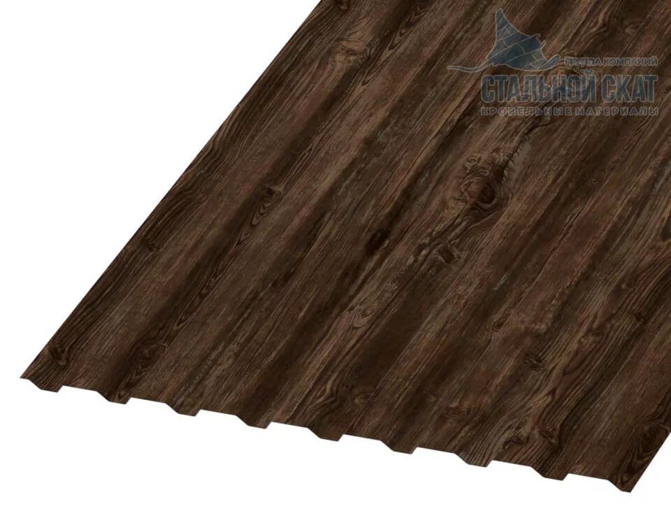 Фото: Профнастил МП20 х 1100 - A (ECOSTEEL_MA-01-Мореный дуб-0.5) в Егорьевске