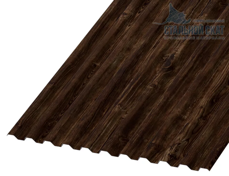 Фото: Профнастил С21 х 1000 - A (ECOSTEEL_MA_Д-12-Античный Дуб-0.45) в Егорьевске