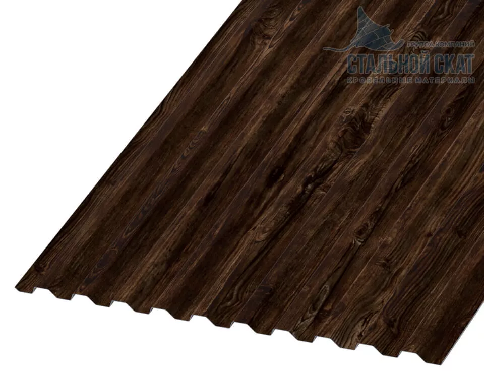 Фото: Профнастил С21 х 1000 - B (ECOSTEEL_MA_Д-12-Античный Дуб-0.45) в Егорьевске