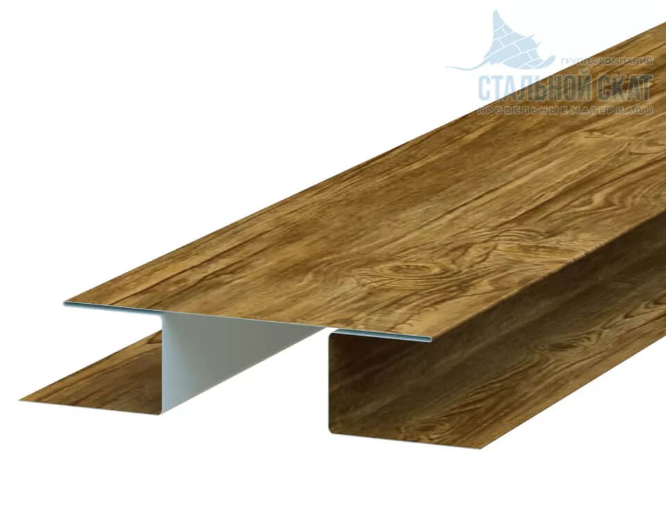 Фото: Планка стыковочная сложная 75х3000 (ECOSTEEL_T-01-ЗолотойДуб-0.5) в 