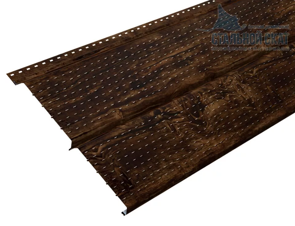 Фото: Софит перфор. Lбрус-XL-14х335 (ECOSTEEL_MA-12-Античный Дуб-0.45) в Егорьевске