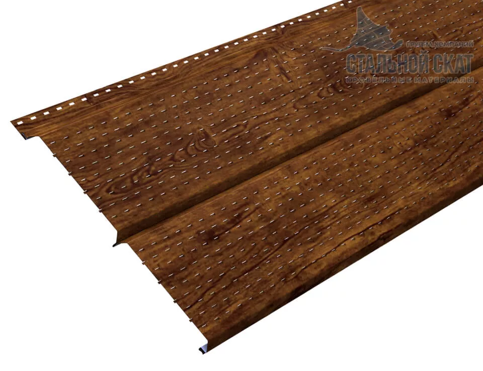 Софит перфор. Lбрус-XL-14х335 (ECOSTEEL-01-МореныйДуб-0.5) в Егорьевске