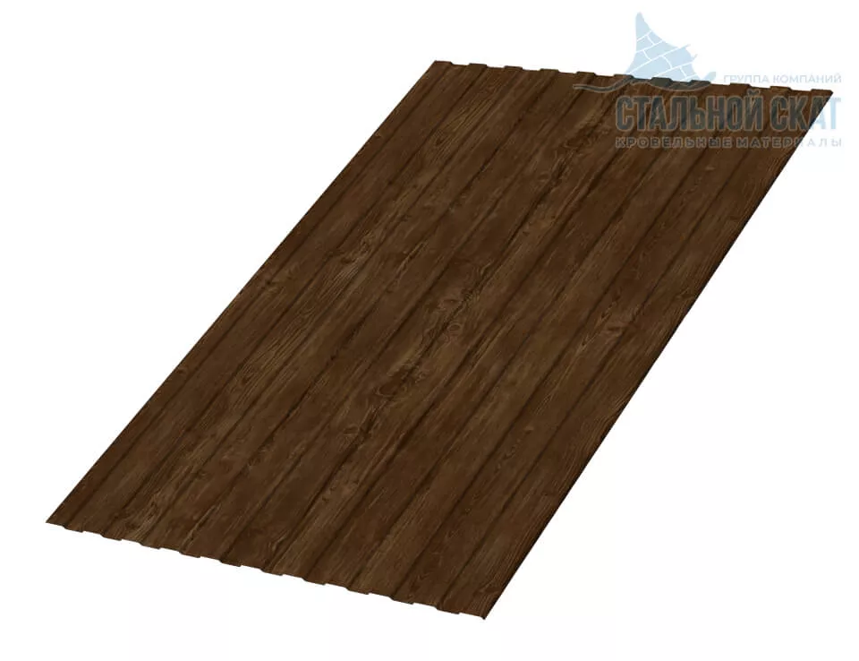 Фото: Профнастил С8 х 1150 - B (ECOSTEEL_MA_Д-01-Мореный дуб-0.5) в Егорьевске
