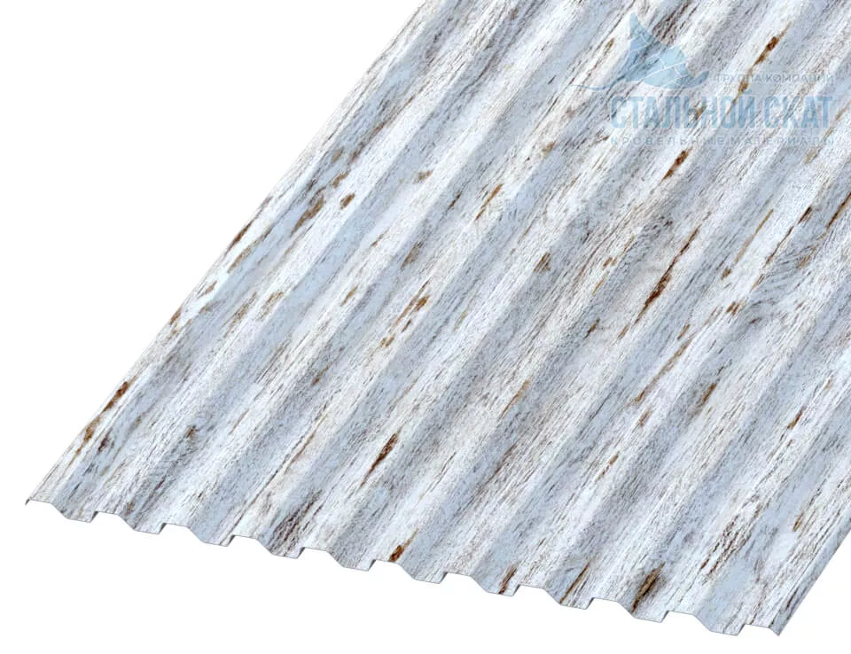 Фото: Профнастил С21 х 1000 - A (ECOSTEEL_MA-01-Беленый дуб-0.5) в Егорьевске