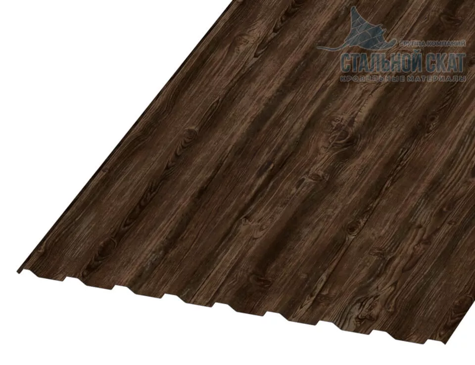 Фото: Профнастил МП20 х 1100 - R (ECOSTEEL-01-Мореный дуб-0.5) в Егорьевске