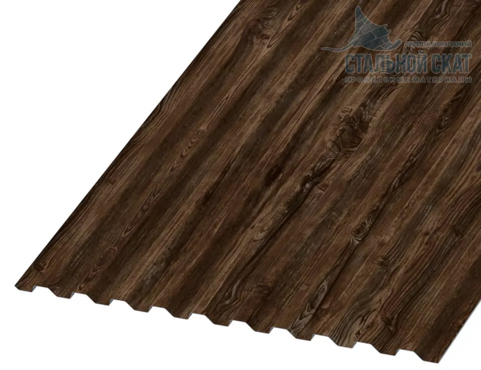 Профнастил С21 х 1000 - B (ECOSTEEL_MA_Д-01-МореныйДуб-0.5) в Егорьевске
