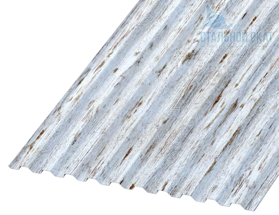 Фото: Профнастил С21 х 1000 - B (ECOSTEEL_MA-01-Беленый дуб-0.5) в Егорьевске