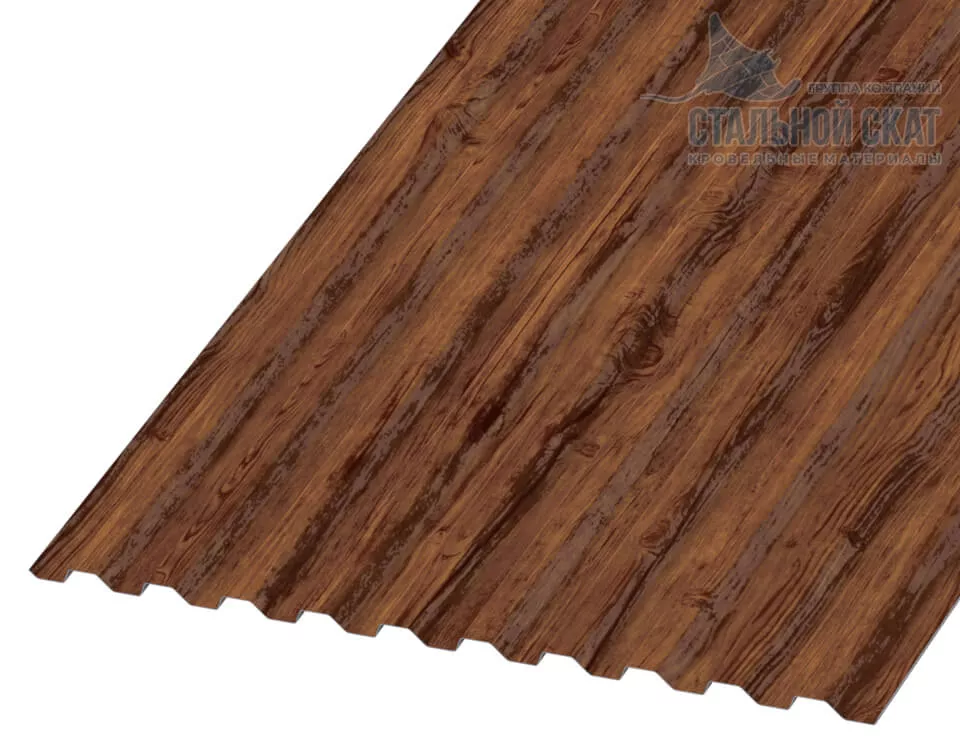 Фото: Профнастил С21 х 1000 - B (ECOSTEEL_MA-01-Мореный дуб-0.5) в Егорьевске