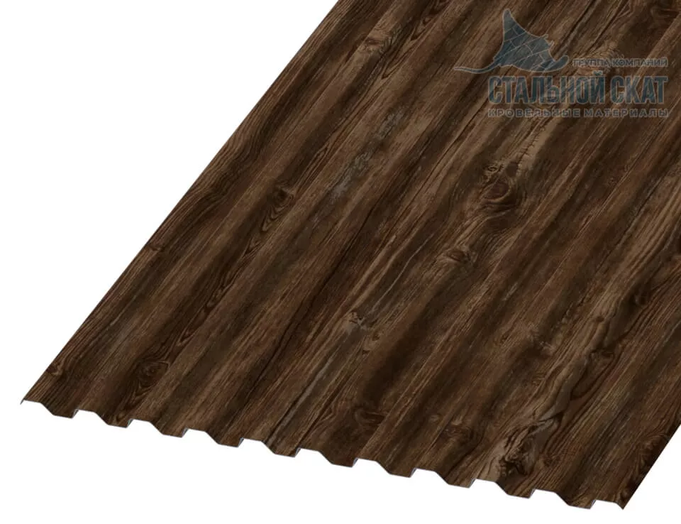 Профнастил С21 х 1000 - A (ECOSTEEL_MA_Д-01-МореныйДуб-0.5) в Егорьевске