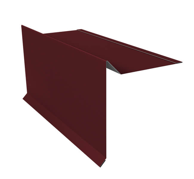 Планка ветровая с отгибом для мягкой кровли 100х20х70 0,5 Satin с пленкой RAL 3005 красное вино (2м)